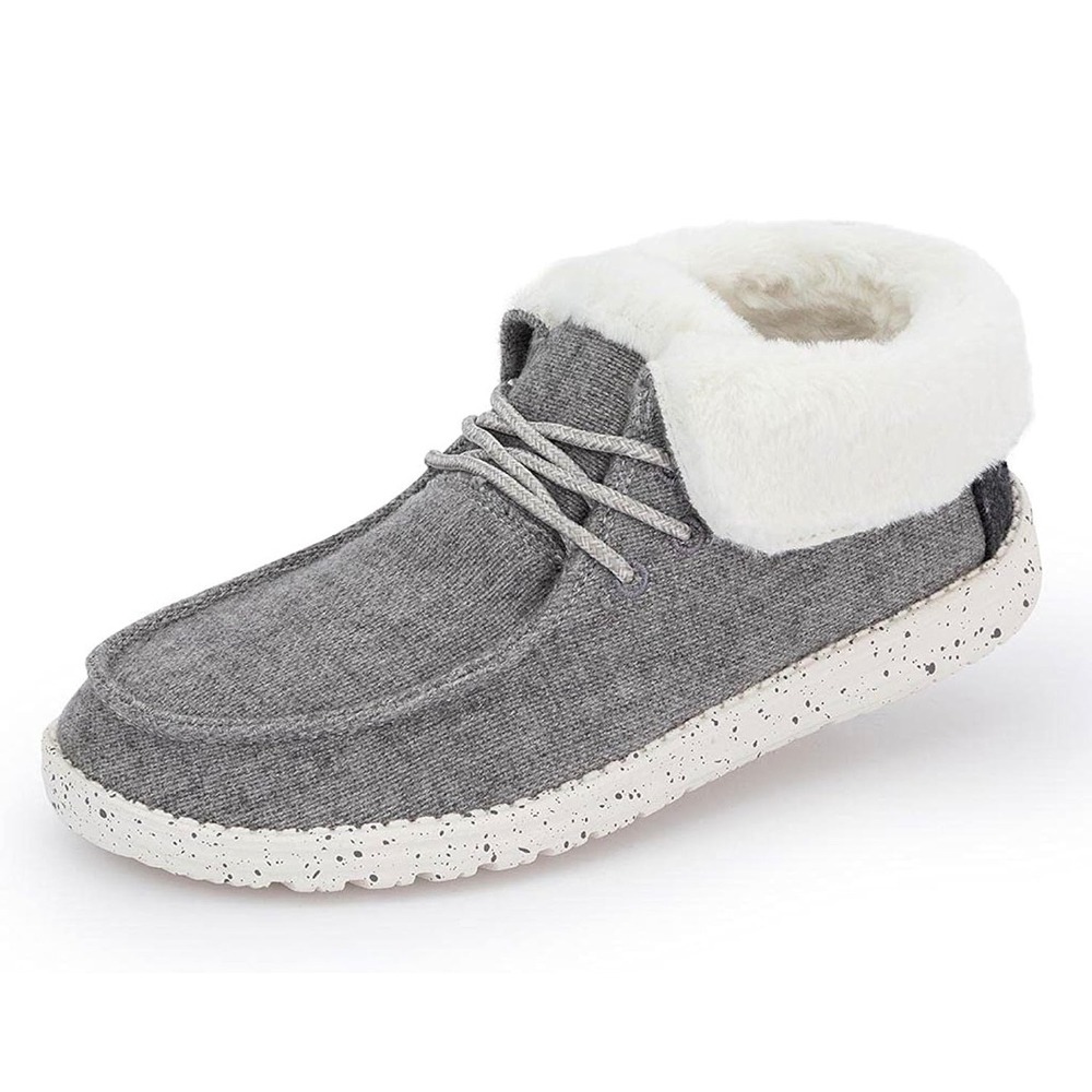 Hey Dude Britt Womens Faux Fur Lined Slip On Shoes Gray Cozy Casual‎ - Size 8